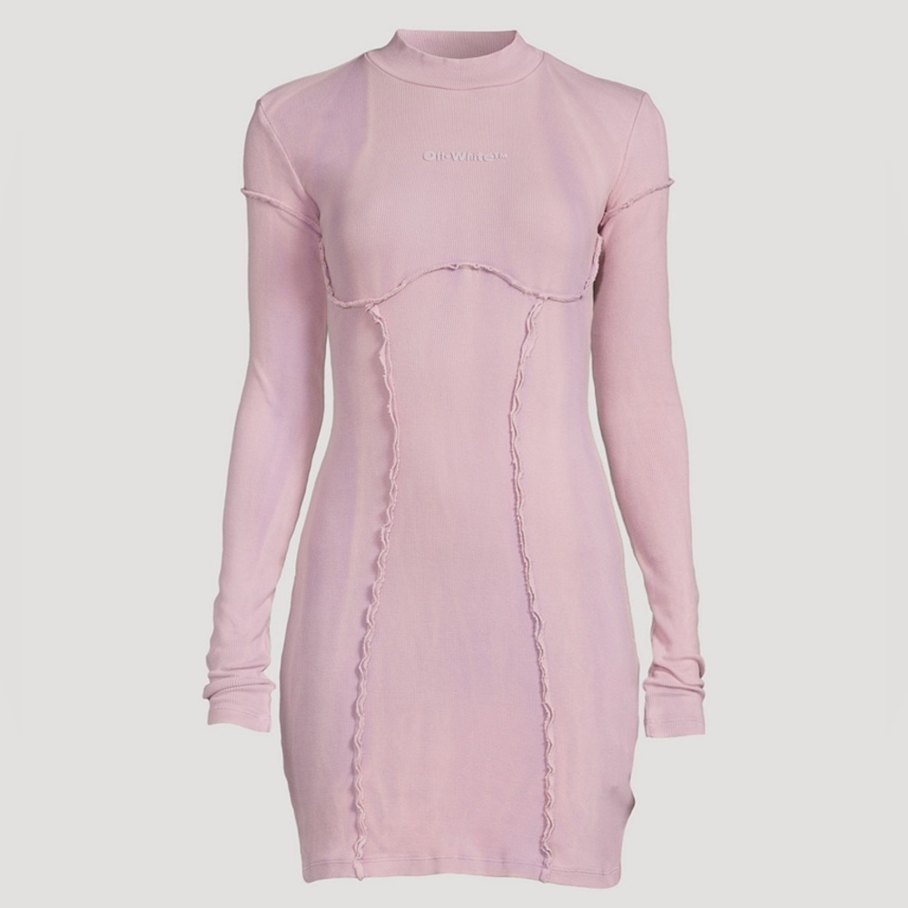 Off-White TM Brand Virgil Abloh Purple Laundry Rib Seasonal Long Sleeve Dress M